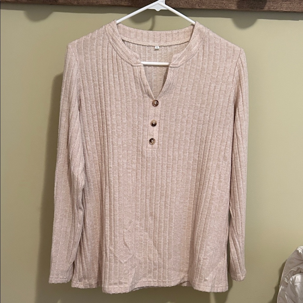 Beige Ribbed Sweater